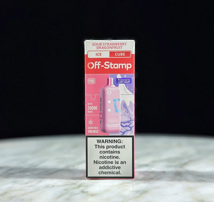 Off-Stamp Sour Strawberry Dragonfruit Crystal Cube disposable vape